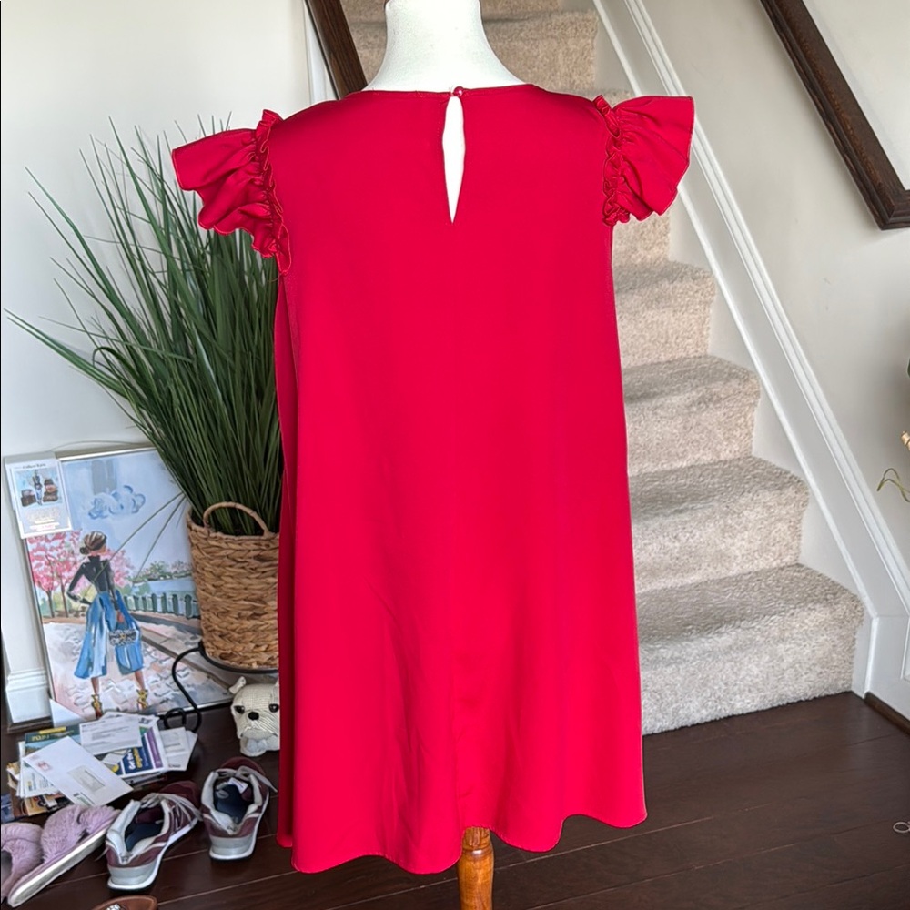 SHEIN Red Ruffled A-Line Dress - Picture 5 of 5